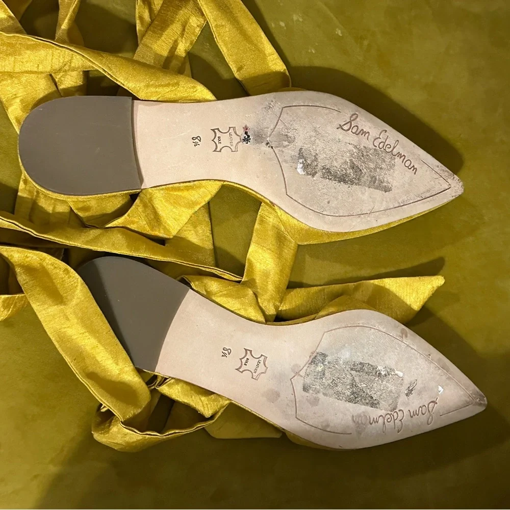 Sam Edelman Gold Lace Up Flats Size 81/2 - Picture 7 of 9